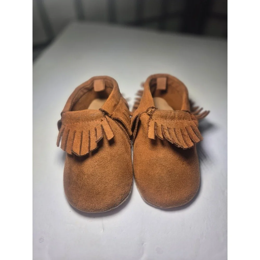 Baby Moccasins Toddler Shoes Brown Fringe